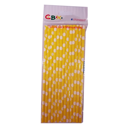 SORBETES CBX 20 CM PAPEL AMARILLO / BLANCO 25 UNID. BOLSA