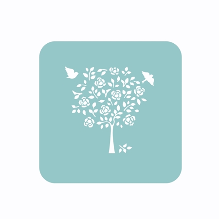 [L76130-3] STENCIL EQ ARTE ARBOL Y PAJAROS 15X15 CM (920)