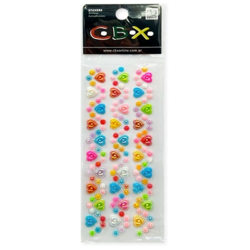 [87545.1] STRASS GEMAS ADHESIVAS CBX CORAZON 10X22 CM SURTIDO