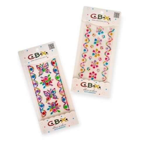 [87545.3] STRASS GEMAS ADHESIVAS CBX MARIPOSA 10X22 CM SURTIDO