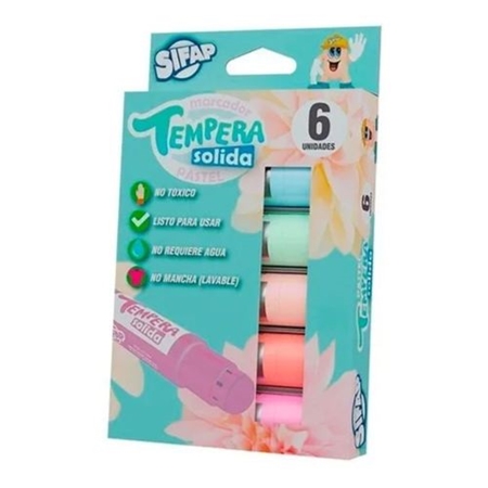 [302583] TEMPERA SOLIDA SIFAP PASTEL 6 UNID.