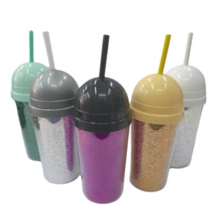 [101863] VASO GLITTER CON SORBETE PLASTICO