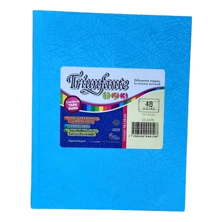 CUADERNO TRIUNFANTE 123 N°3 ARAÑA CELESTE 48 HOJAS T/T/DURA RAYADO 90 G/M2
