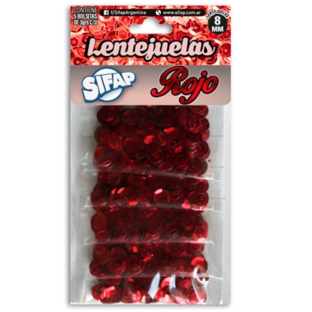 LENTEJUELAS SIFAP 18 MM ROJO 3 GR