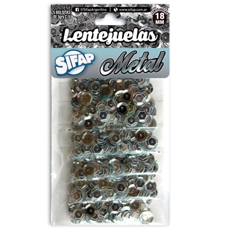 LENTEJUELAS SIFAP 18 MM PLATA 3 GR