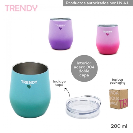 [83905.1] MATE TRENDY 280 ML DOBLE CAPA CON TAPA ACERO AQUA (18486)