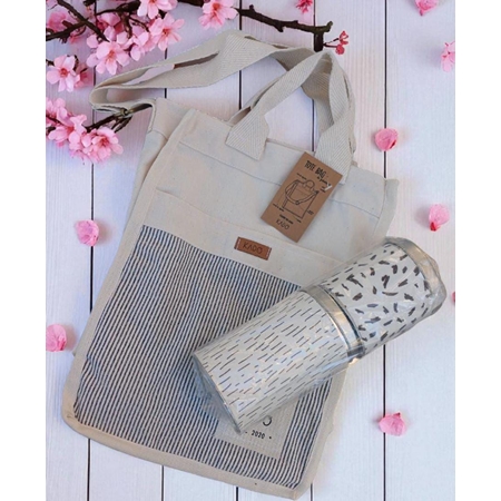 [605001] BOLSO MATERO KADO ARRAIAL CON YERBERA Y AZUCARERA GABARDINA BEIGE