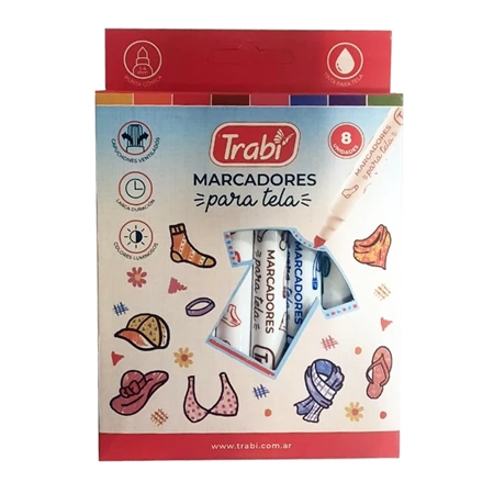 [303811] MARCADORES PARA TELA TRABI PUNTA CONICA 8 UNID.