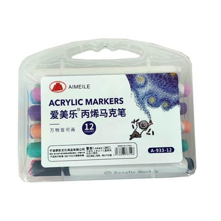MARCADORES ACRILICOS AIMEILE 12 UNID. (A-933-12) ESTUCHE