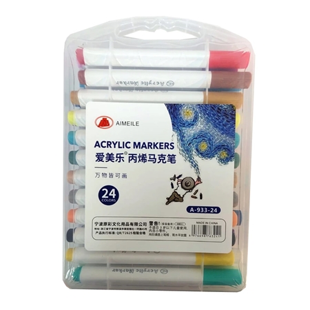 MARCADORES ACRILICOS AIMEILE 24 UNID. (A-933-24) ESTUCHE