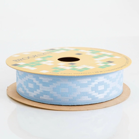 CINTA PAMPA BROOKLYN 20 MM CELESTE / BLANCO 1 METRO (A.987-3)