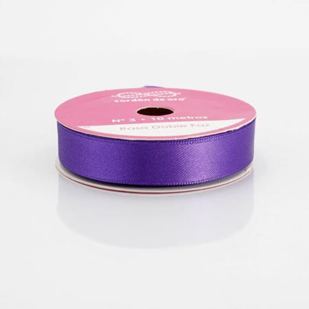 [120372.33] CINTA RASO CORDON DE ORO N°3, 15 MM VIOLETA 1 METRO