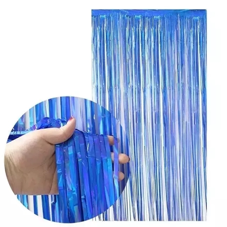 [51867.1] CORTINA DECORATIVA 1X2 M METALIZADA AZUL (U19-65)