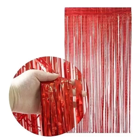[51867.2] CORTINA DECORATIVA 1X2 M METALIZADA ROJA (U19-65)