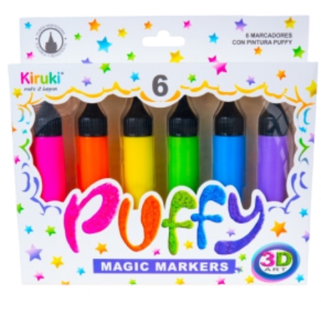 [88413] MARCADORES PINTURA KIRUKI PUFFY 3D 6 COLORES 6 UNID. (700009)