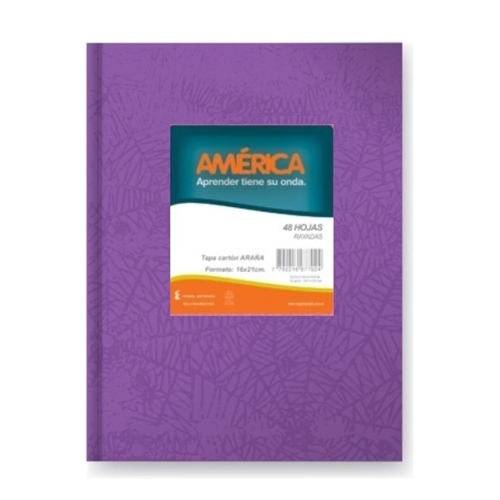 [306082.3] CUADERNO AMERICA 16X21 CM ARAÑA LILA 42 HOJAS T/DURA RAYADO