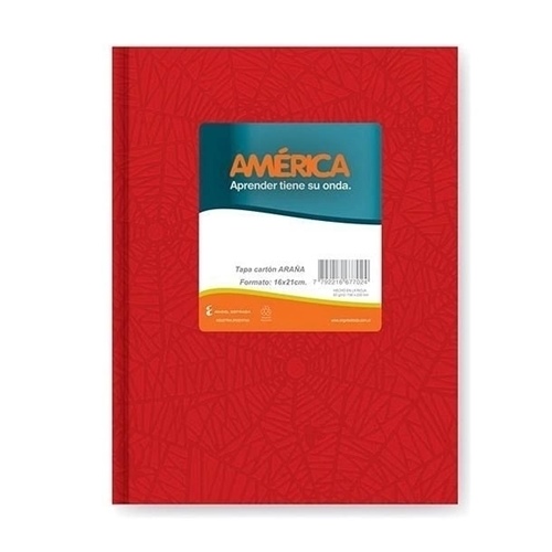 [306083.2] CUADERNO AMERICA 16X21 CM ARAÑA ROJO 84 HOJAS T/DURA RAYADO