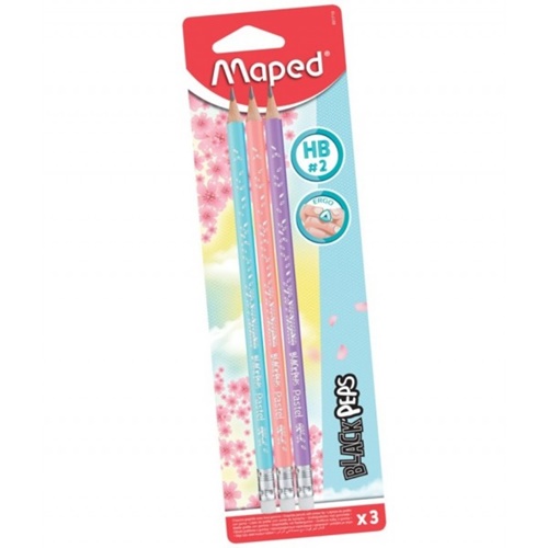 [83910] LAPICES GRAFITO MAPED BLACK PEPS ERGONOMICOS, CON GOMA PASTEL 3 UNID.