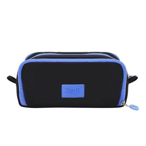 CARTUCHERA TRES CIERRES EVERLAST LISA NEGRO/AZUL (30232)