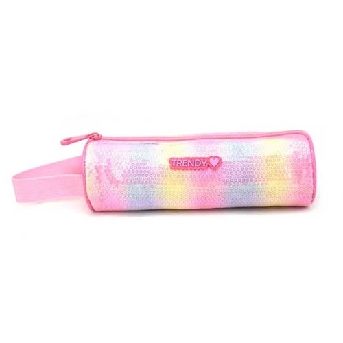 CARTUCHERA TUBO TRENDY LENTEJUELAS ROSA (17519)