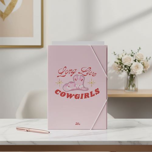 [81965.3] CARPETA 3 SOLAPAS FUN WORLD DENIM COWGIRL OFICIO (999605)