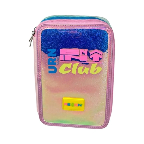 [88704] CARTUCHERA TRES PISOS REXON GLITTER TORNASOLADA (A3585)